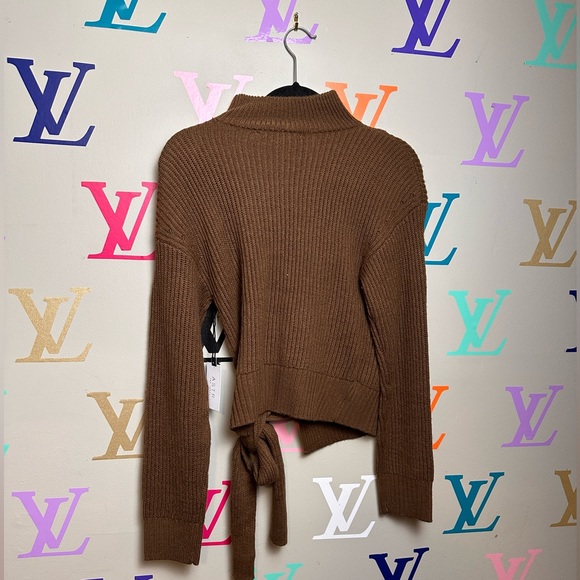 NWT ASTR SORA MOCK NECK CUTOUT TIE WAIST SWEATER - Picture 8 of 14